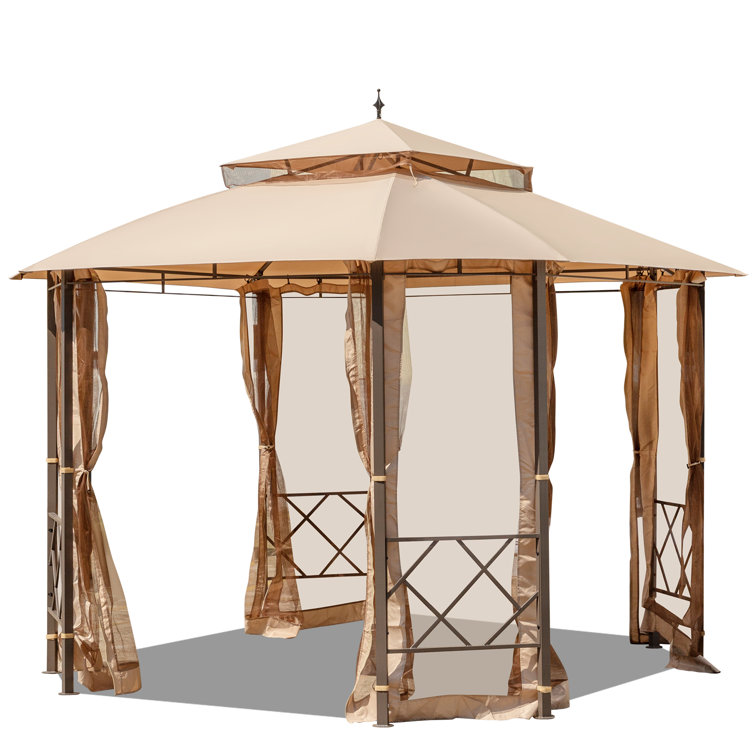 EROMMY 12 x10 Patio Gazebo Heavy Duty Outdoor Canopy With Mesh